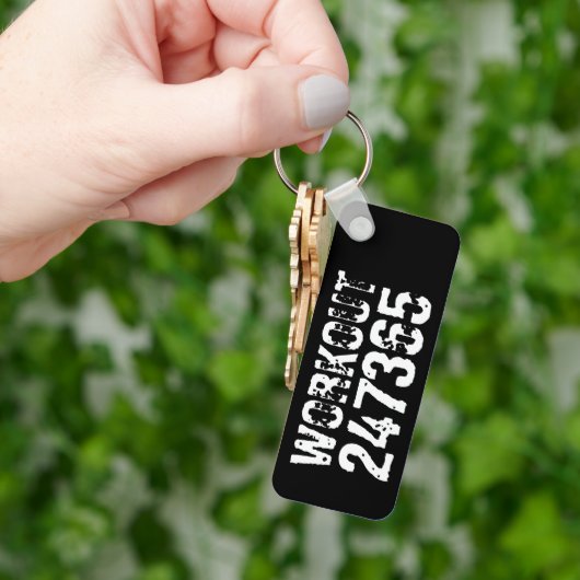 Abgelaufener und kratzter Text Workout 247365 weiß Schlüsselanhänger (Hand)