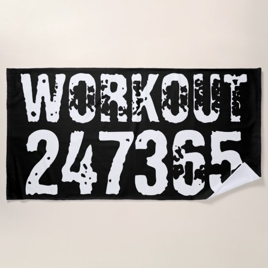 Abgelaufener und kratzter Text Workout 247365 weiß Strandtuch (Vorderseite)