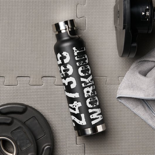 Abgelaufener und kratzter Text Workout 247365 weiß Trinkflasche (Fitnessstudio)