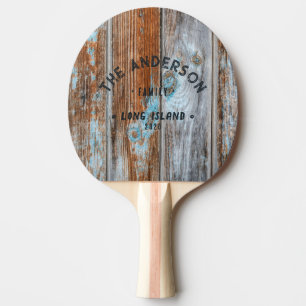 Abgenutzt Blau Wasch Holz Vintage Küste Familienna Tischtennis Schläger