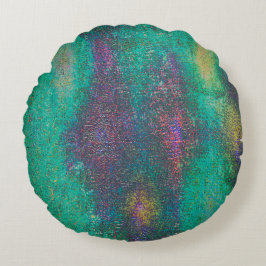 Abgenutzt und grün gereift mit Zyanenton Rundes Kissen