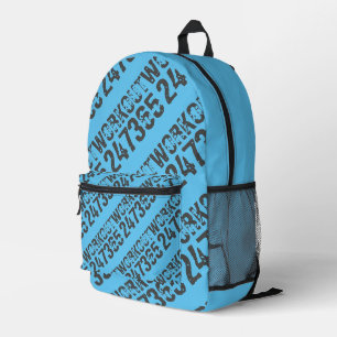 Abgenutzt und zerkratzter Text Workout 247365 blau Bedruckter Rucksack