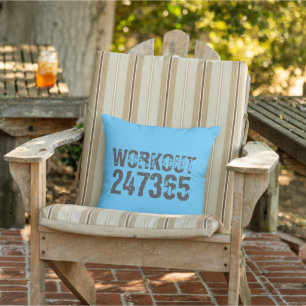 Abgenutzt und zerkratzter Text Workout 247365 blau Kissen