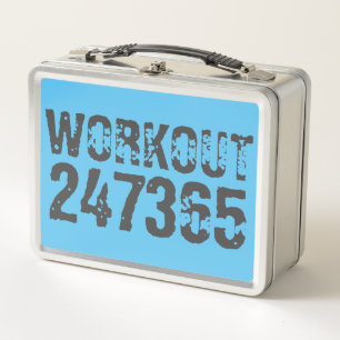 Abgenutzt und zerkratzter Text Workout 247365 blau Metall Brotdose