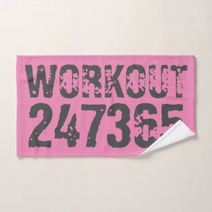 Abgenutzt und zerkratzter Text Workout 247365 pink Badhandtuch Set