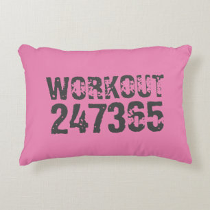 Abgenutzt und zerkratzter Text Workout 247365 pink Dekokissen