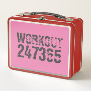 Abgenutzt und zerkratzter Text Workout 247365 pink Metall Brotdose