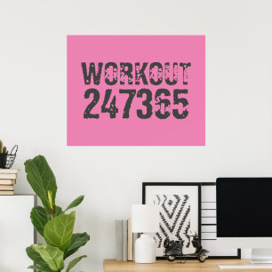 Abgenutzt und zerkratzter Text Workout 247365 pink Poster
