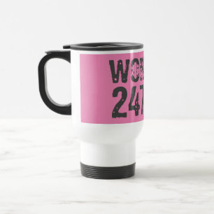 Abgenutzt und zerkratzter Text Workout 247365 pink Reisebecher