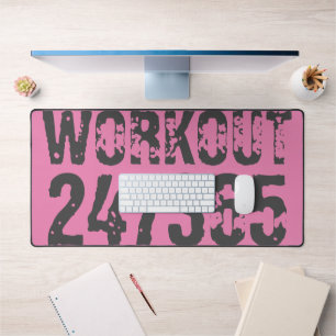 Abgenutzt und zerkratzter Text Workout 247365 pink Schreibtischunterlage