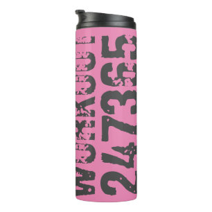 Abgenutzt und zerkratzter Text Workout 247365 pink Thermosbecher