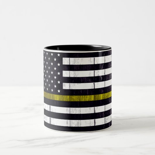 Abgenutzte dünne gelbe Linie Zweifarbige Tasse (Mittel)