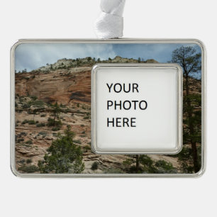 Abgenutzte Felsmauern im Zion National Park Rahmen-Ornament Silber