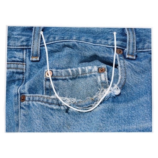 Abgenutzte Jeans-Geschenk-Tasche - groß Große Geschenktüte (Rückseite)