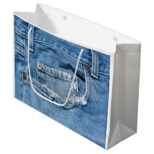 Abgenutzte Jeans-Geschenk-Tasche - groß Große Geschenktüte
