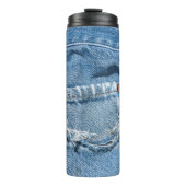 Abgenutzte Jeans Thermosbecher (Vorderseite)