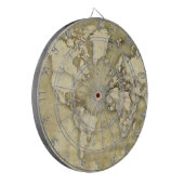 Abgenutzte PapierWeltkarte Dartscheibe (Vorderseite Links)