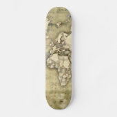Abgenutzte PapierWeltkarte Skateboard (Vorderseite)