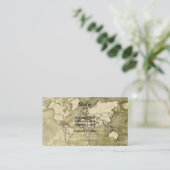 Abgenutzte PapierWeltkarte Visitenkarte (Stehend Vorderseite)