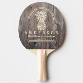 Abgenutzte Planken Ananas Hochzeitsbogen&Name Tischtennis Schläger