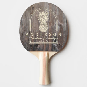 Abgenutzte Planken Ananas Hochzeitsbogen&Name Tischtennis Schläger