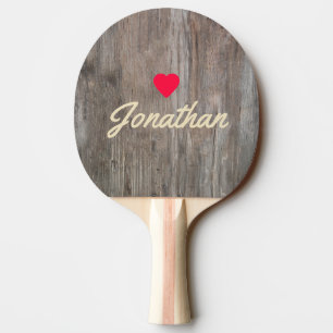 Abgenutzte Planken Vintage Herz Signatur Tischtennis Schläger