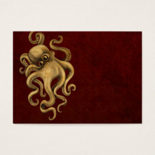 Abgenutzte Vintage Kraken-Illustration auf Rot
