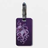 Abgenutzte Vintage Kraken-Illustration - lila Gepäckanhänger (Rückseite vertikal)