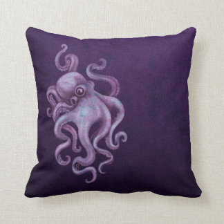 Abgenutzte Vintage Kraken-Illustration - lila Kissen