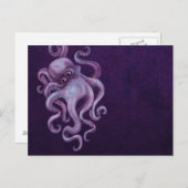 Abgenutzte Vintage Octopus-Illustration - Lila Postkarte (Vorne/Hinten)