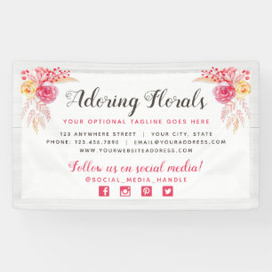 Abgenutzter Chic Rosen & Rustikales Holz Rosenrot Banner