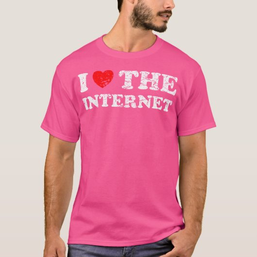 Abgenutzter Grunge-Ich liebe das Internet T-Shirt (Vorderseite)