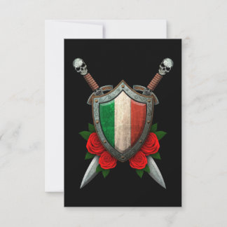 Abgenutzter italienischer Flaggenschild und Schwer