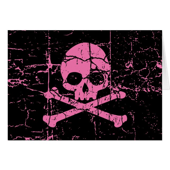 Abgenutzter Rosa Schädel und Kreuze (Vorderseite (Horizontal))
