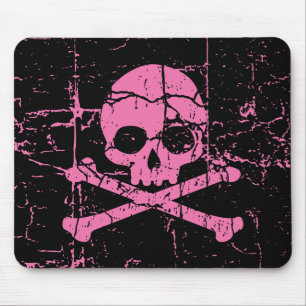 Abgenutzter Rosa Schädel und Kreuze Mousepad