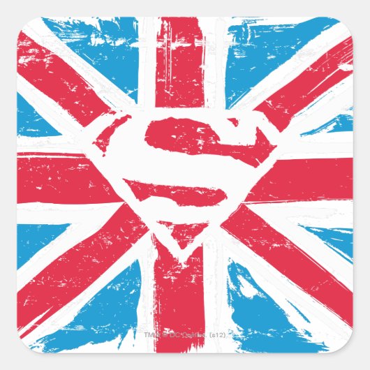 Abgenutzter S-Schild über der Flagge Quadratischer Aufkleber (Vorderseite)
