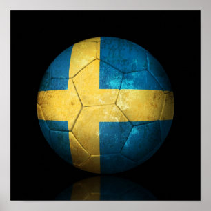 Abgenutzter schwedischer Flaggen-Fußball-Fußball Poster