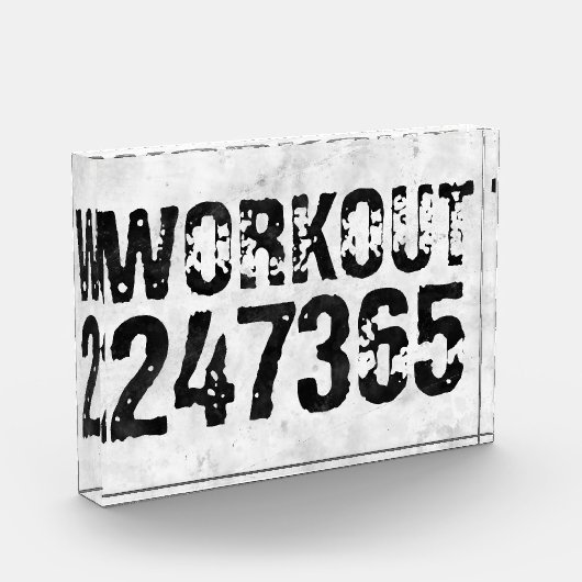 Abgenutzter und kratzter Text Workout 247365 rusti Fotoblock (Links)