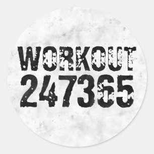 Abgenutzter und kratzter Text Workout 247365 rusti Runder Aufkleber