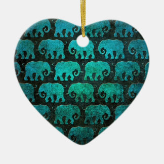 Abgenutztes Elefant-Silhouette-Muster, blau Keramik Ornament