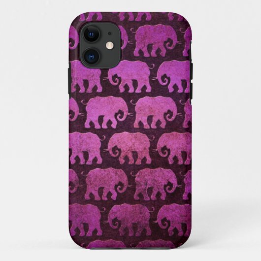 Abgenutztes Elefant-Silhouette-Muster, lila Case-Mate iPhone Hülle (Rückseite)
