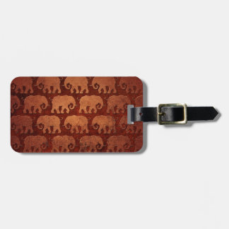 Abgenutztes Elefant-Silhouette-Muster, rötlich Gepäckanhänger