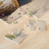 Abgenutztes Holzboot mit Wildblumen Puzzle (Seite)