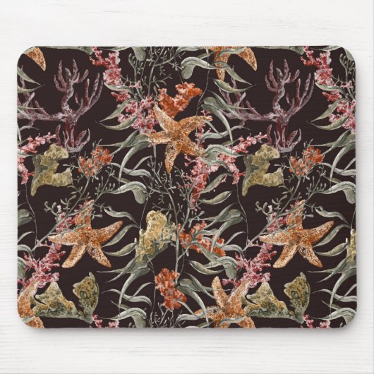 Abgenutztes Meer-Leben-Muster Mousepad (Vorne)