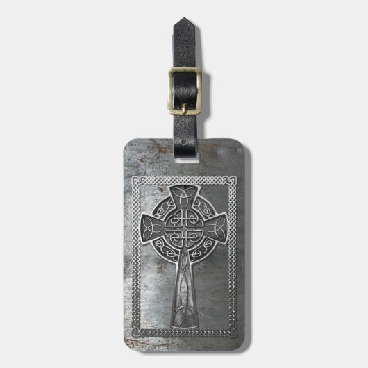 Abgenutztes Metallkreuz Gepäckanhänger (Vorderseite vertikal)