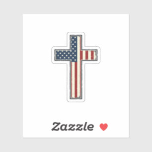 Abgenutztes patriotisches Kreuz-Vektordesign_1 Aufkleber