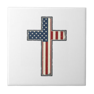 Abgenutztes patriotisches Kreuz-Vektordesign_1 Fliese