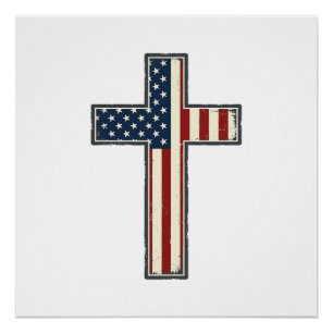 Abgenutztes patriotisches Kreuz-Vektordesign_1 Poster
