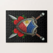 Abgenutztes philippinisches Flaggen-Schild und Puzzle (Horizontal)