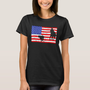 Abgenutztes Roping USA Amerikanische Flagge Vintag T-Shirt